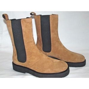 New STAUD Palamino Brown Suede Leather Chelsea Lug Boots Womens Size 40 US 10